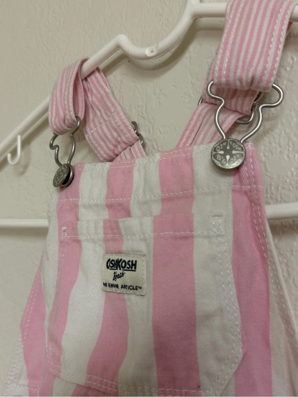 OshKosh B'gosh Pink and White Striped Overall Dress